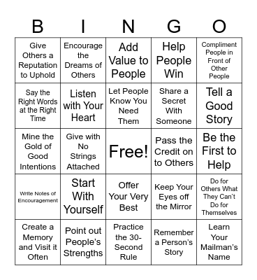 Leadership Bingo Card