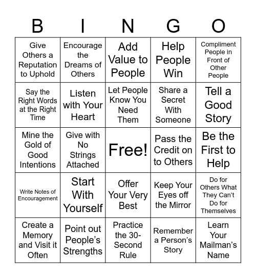 Leadership Bingo Card