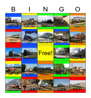 Preserved Engines of the Americas that I would like to design one day Bingo Card
