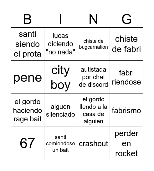 autistas Bingo Card