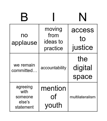 general discussion speeches 🫣 Bingo Card