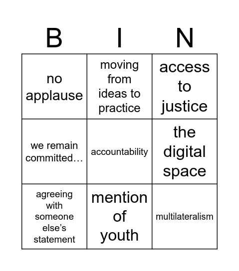 general discussion speeches 🫣 Bingo Card
