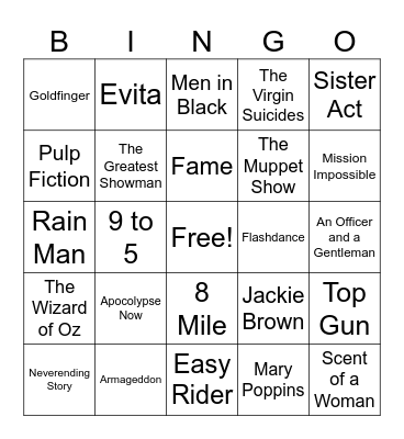 Hollywood Hits Bingo Card