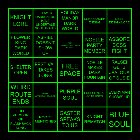 DELTARUNE CHAPTER 5 BINGO Card