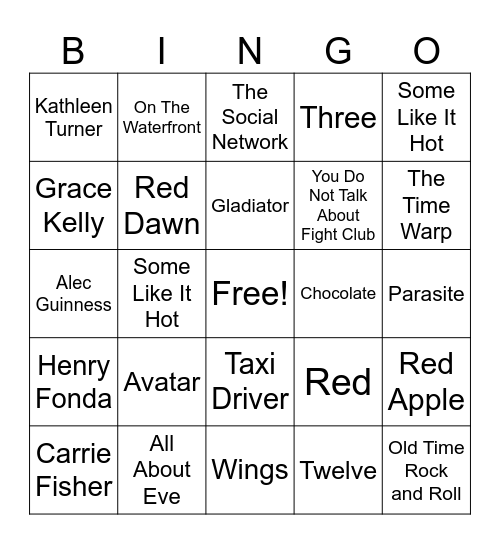 Movie Trivia Bingo Card