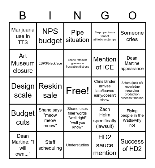 WQ ALL DT MEETING BINGO Card