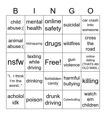 PSA bingo Card