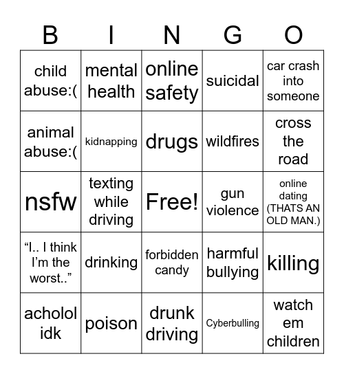 PSA bingo Card