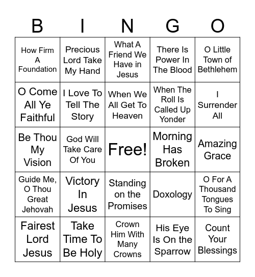 NUMC HYMN BINGO Card