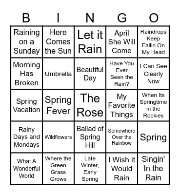 SPRING MUSIC BINGO Card
