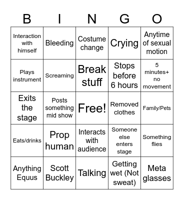 Show Bingo Card Bingo Card