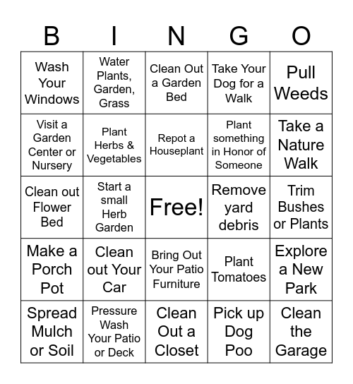 May Fitness Challenge - Bloom & Boom Bingo Card