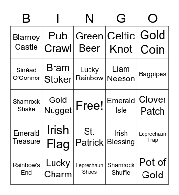 St. Patrick’s Day Bingo Card