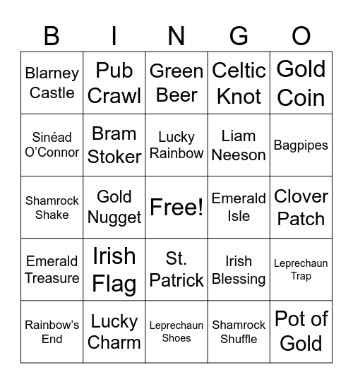 St. Patrick’s Day Bingo Card