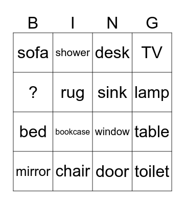 Furniture Bingo Card