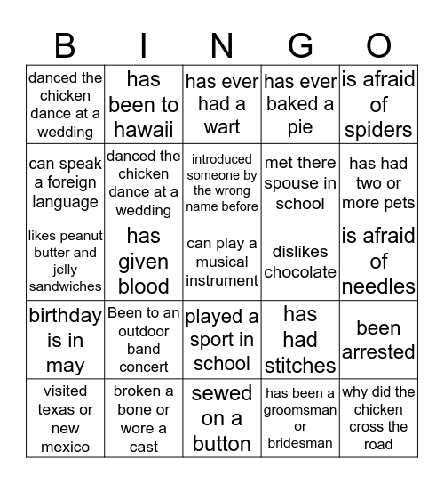 BRAIN BINGO Card