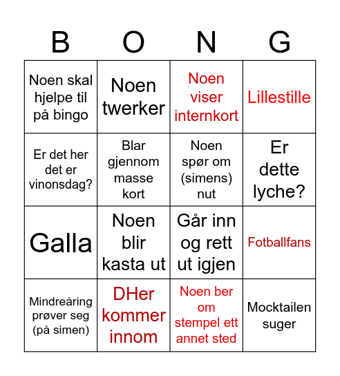 Legsjekk strossa 11. mars Bingo Card