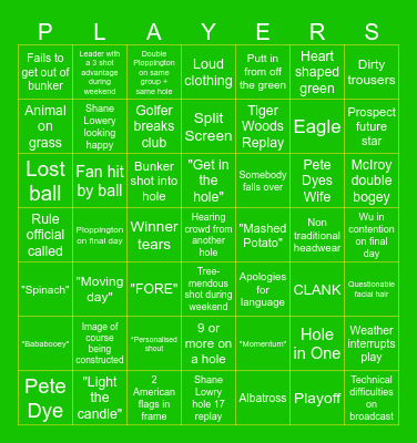 Players 2026 Bingo Card