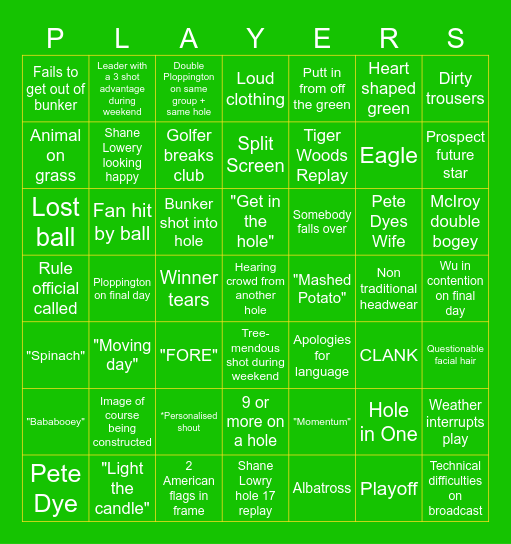 Players 2026 Bingo Card