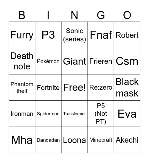 Comic con 2026 Bingo Card