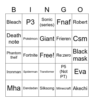 Comic con 2026 Bingo Card