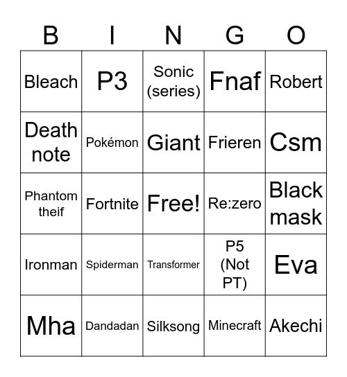 Comic con 2026 Bingo Card