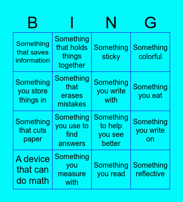 Virtual School Bingo Card
