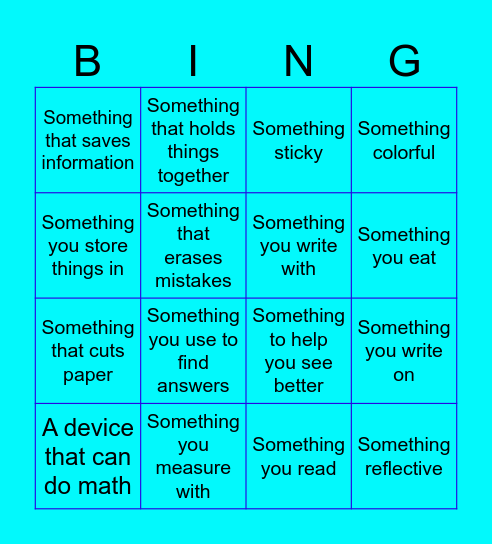 Virtual School Bingo Card