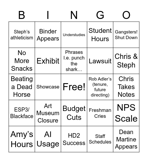 SMingo Bingo Card