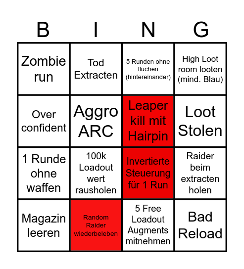 Arc Raiders Bingo Card