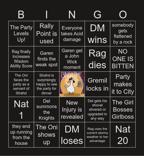 CoS S2 E12 | House Arrest Bingo Card
