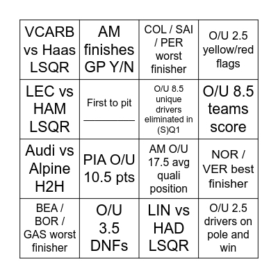 China Bingo Card