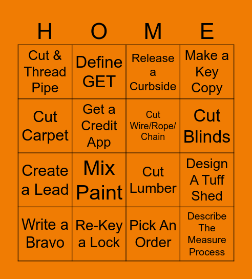 Know The Depot Bingo Card