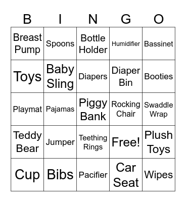 Baby Shower Bingo Card