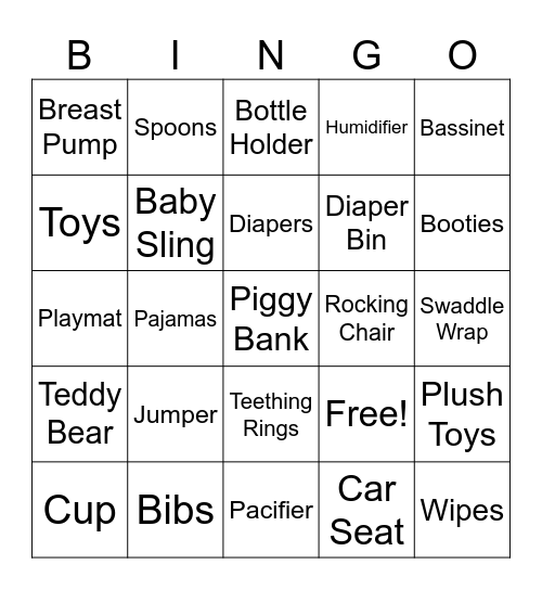 Baby Shower Bingo Card