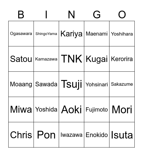 SakuTard Bingo Card