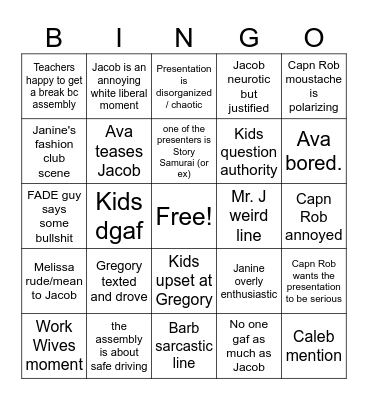 S5E15! Bingo Card