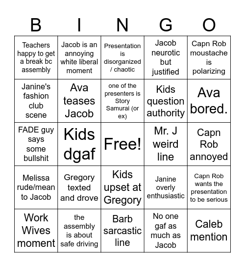 S5E15! Bingo Card