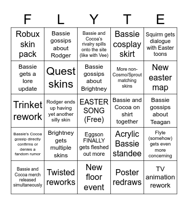 Dandy’s World Easter Bingo Card