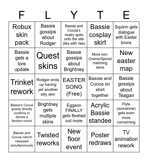 Dandy’s World Easter Bingo Card
