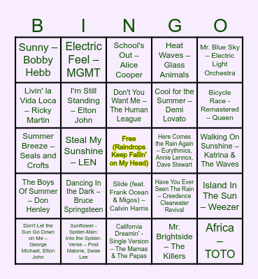 SPRING-O Bingo Card