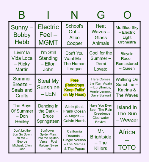 SPRING-O Bingo Card