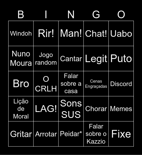 Wuant Bingo Card