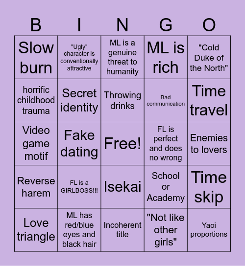 Webtoon slop bingo Card