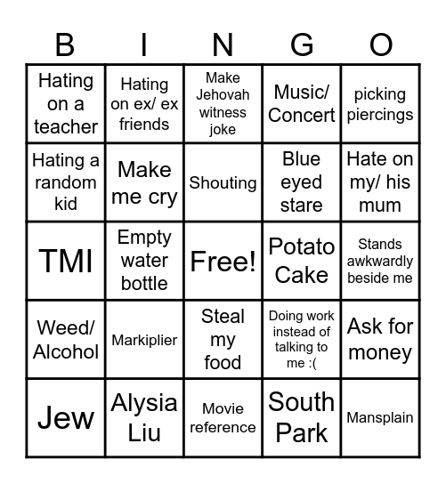 Francis Bingo Card