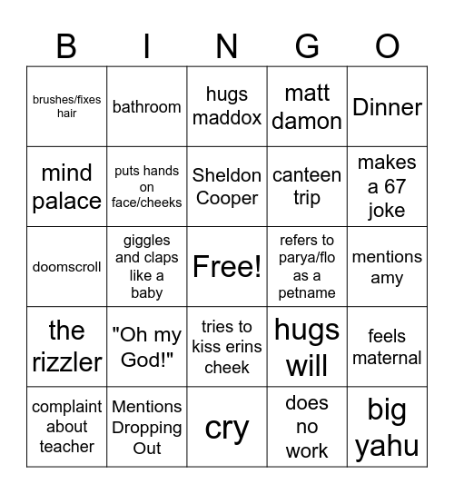 Britney Bingo!!! Bingo Card
