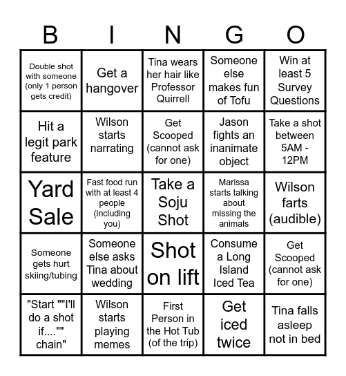 Matt's Bingo Card Bingo Card