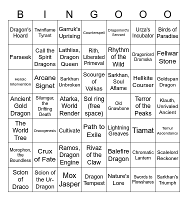 Ur Dragon Bingo Card
