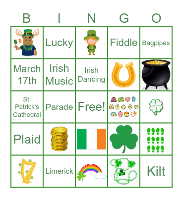 St. Patrick's Day Bingo Card