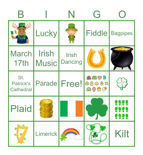 St. Patrick's Day Bingo Card